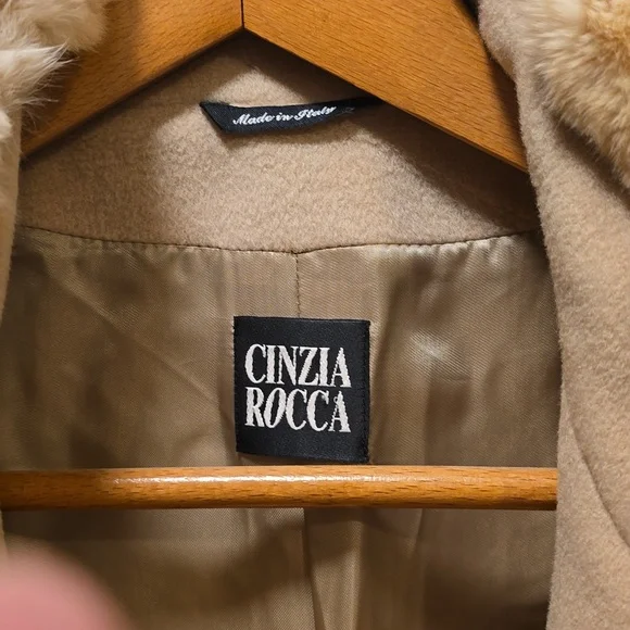 Cinzia Rocca Wool Coat with Chinchilla trim nwot - Picture 6 of 9